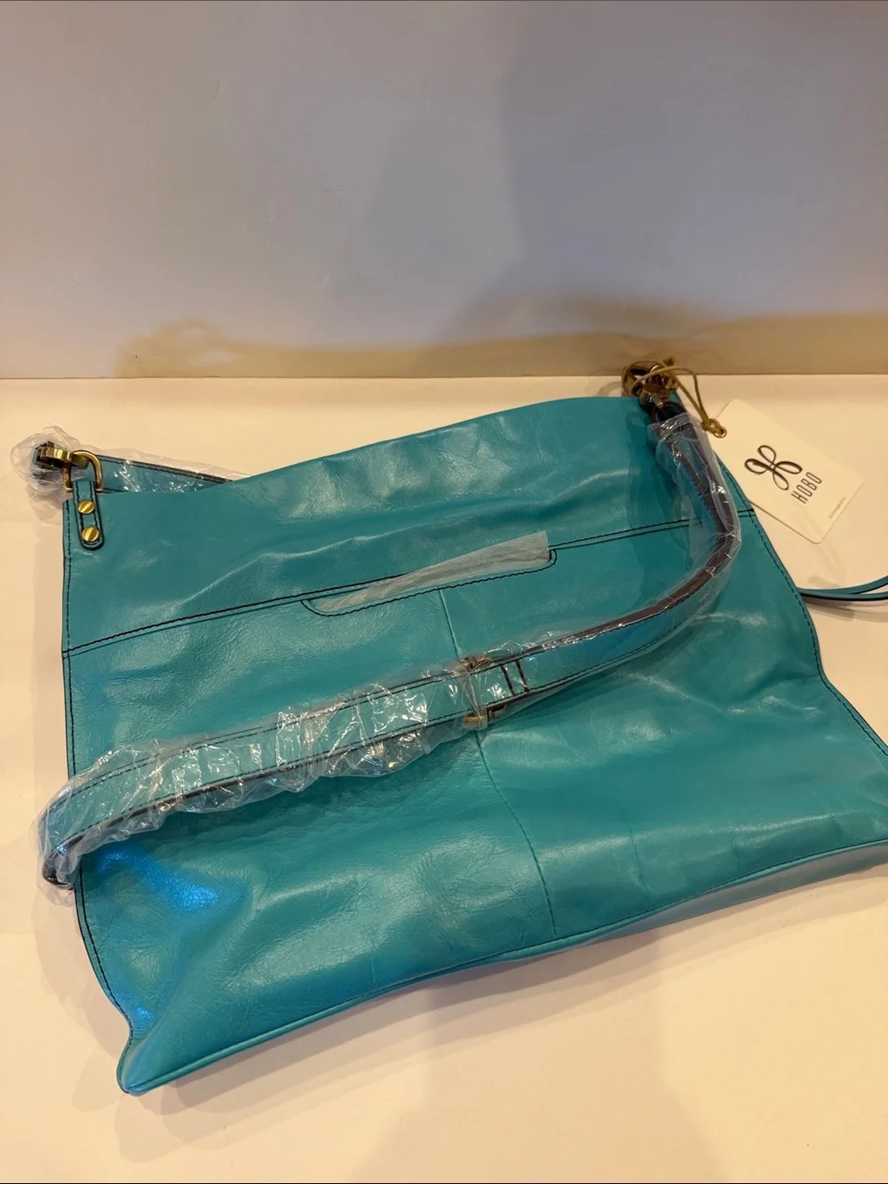 HOBO Turquoise Leather Hobo Shoulder Bag